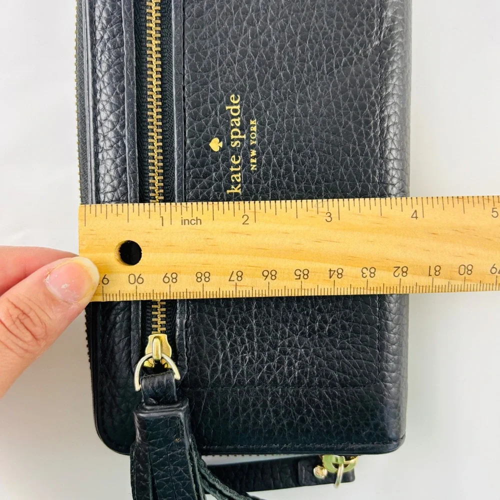 Kate Spade New York Chester Street Neda Black Pebbled‎ Leather Tassel Zip Wallet